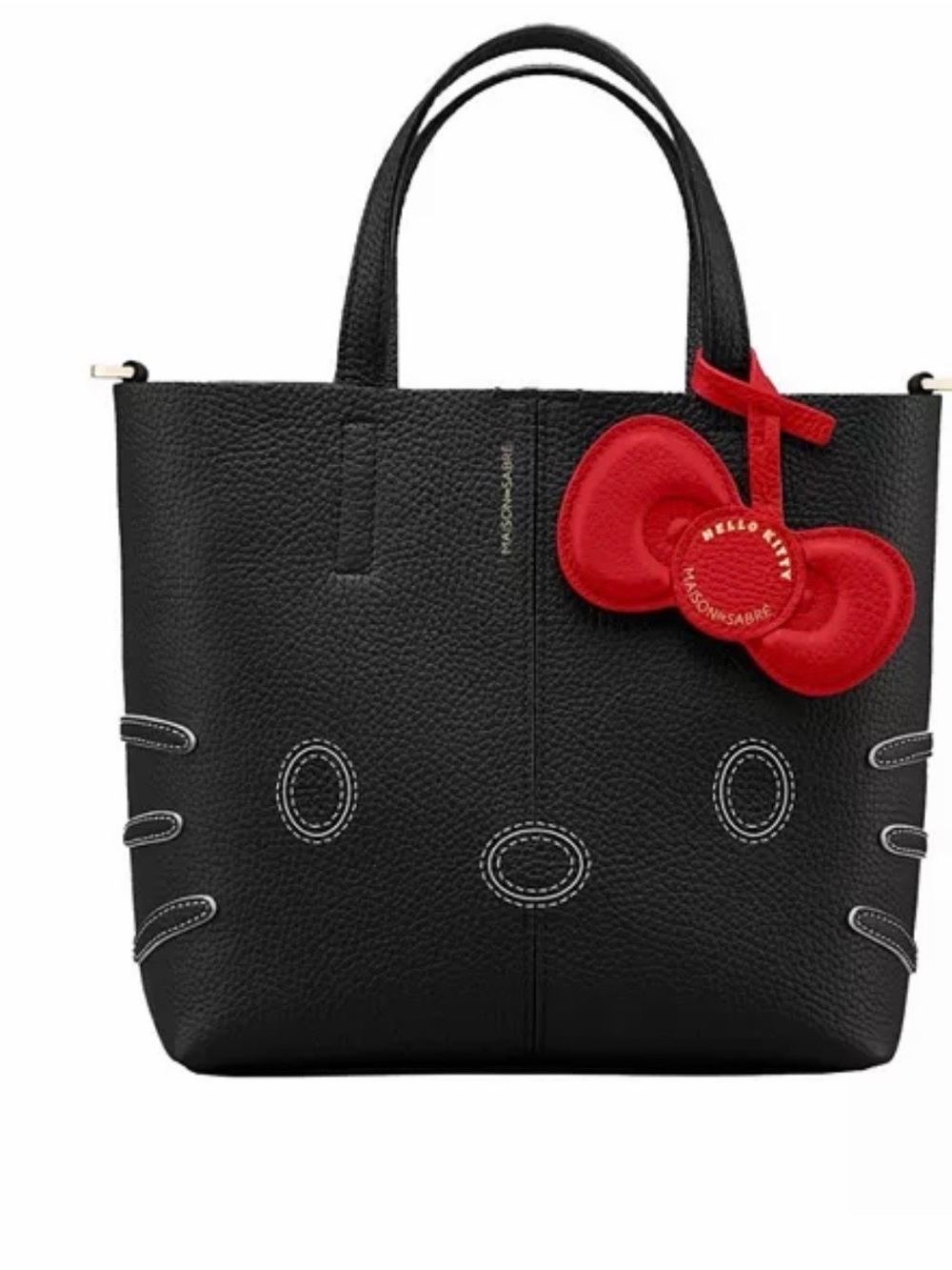 ISO - Maison de sabre Hello Kitty Black Leather Tote with Red Bow Charm